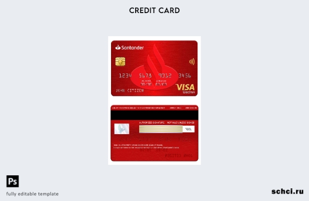 цифровая загрузка шаблона электронной карты Visa Santander Bank Испании